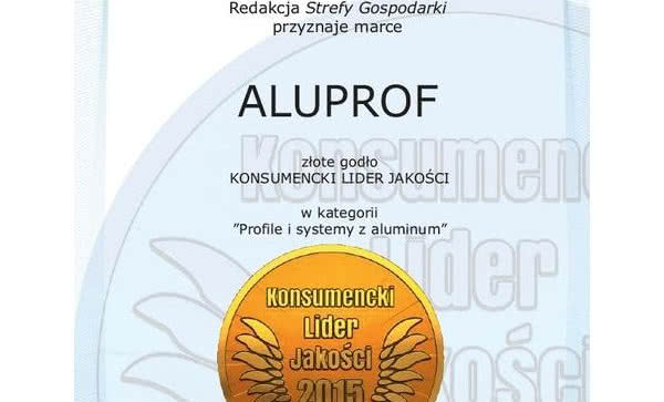 ALUPROF ze Złotym Konsumenckim Liderem Jakości 2015